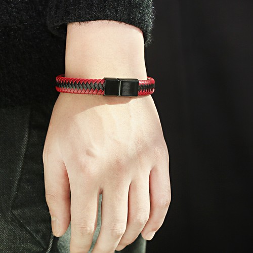 2 Pcs Men's Stainless Steel Clasp Cuff Leather Braided Bangle Jewelry Wrist Band - Picture 23 of 77