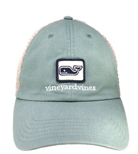 Vineyard Vines Ball Cap Strapback Sm Whale Patch Green Hat Tan Mesh Curved Brim
