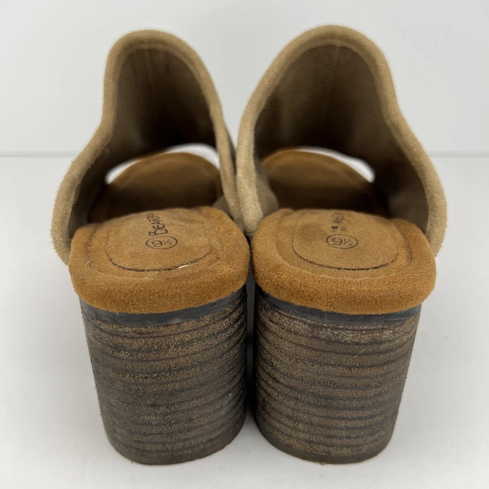 Sandalias de mula Bearpaw Edina Sandy beige gamuza tacón ancho para mujer talla 9,5 Foto 4 de 4