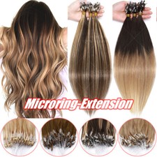 Micro Ring Beads Loop 100 Real Remy Human Hair Extensions Links Tips 14"-24" 1G