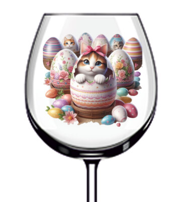 12x Ostern Katze Ei Bunt Weinglas Flasche Becher Vinyl Aufkleber Abziehbild a8940