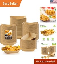 1/4 Lb Mini Paper Food Trays, 100 Pack Disposable Small Food Boats Bulk Brown...