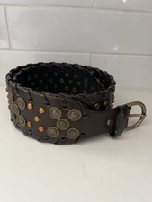 Vintage Studded Western Cowgirl Belt Bronze Brown Orange 40 6 Hole