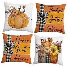 Pillow Covers 18x18 Set of 4 Rustic Indoor Outdoor 18" x 18" Pack of 4 Fall
