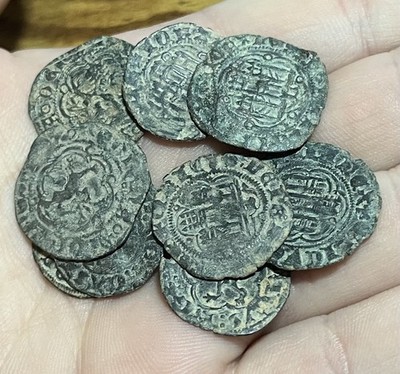 1400s Blanca Silver Billon Spanish Colonial Old 1 Coin Medieval era Lion Castle