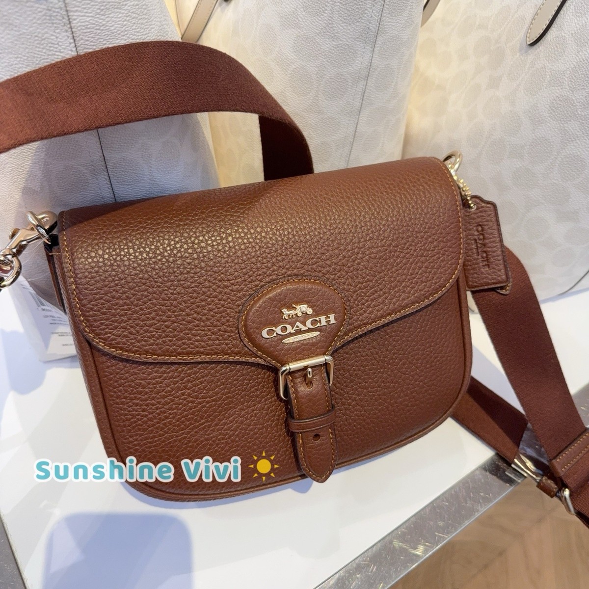 NWT COACH Amelia Saddle Bag Shoulder Bag Leather CP107 Gold/Brown