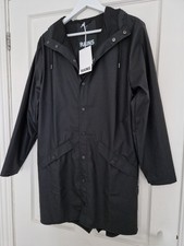 Image of RAINS UNISEX LONG RAIN JACKET BLACK S