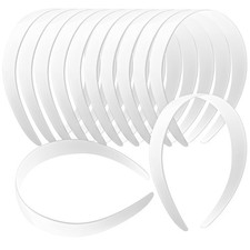 VOKOY 12 PCS White Plastic Headbands, 1 Inch Wide 1 Count Pack of 12 ,