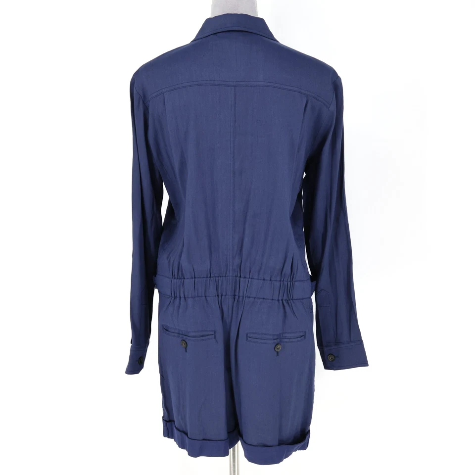 Pantalones cortos Vince Mameluco Mujer 6 Azul Mezcla de Lino Elastizados Botones Bolsillos Puños Foto 2 de 4