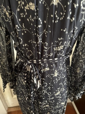 Winter Kate Boho Maxi Dress Chiffon Black Grey Floral L | eBay