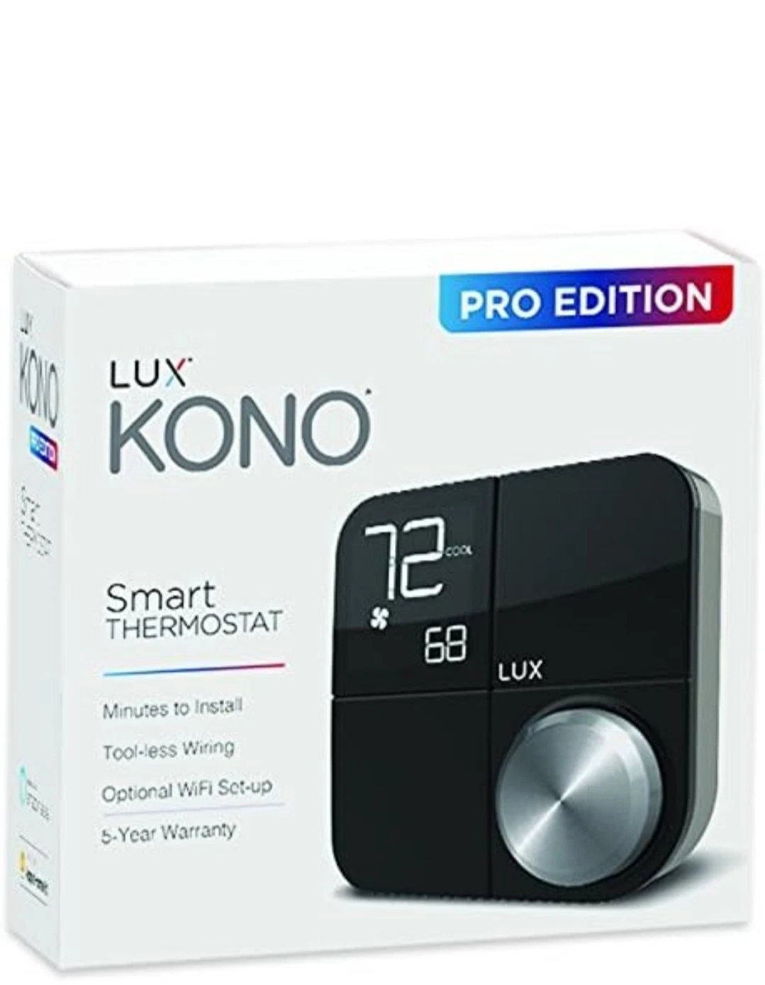 LUX PRODUCTS PEKN-S-B1-B04 KONO PRO EDITION SMART THERMOSTAT 2HEAT/1COOL 24VAC