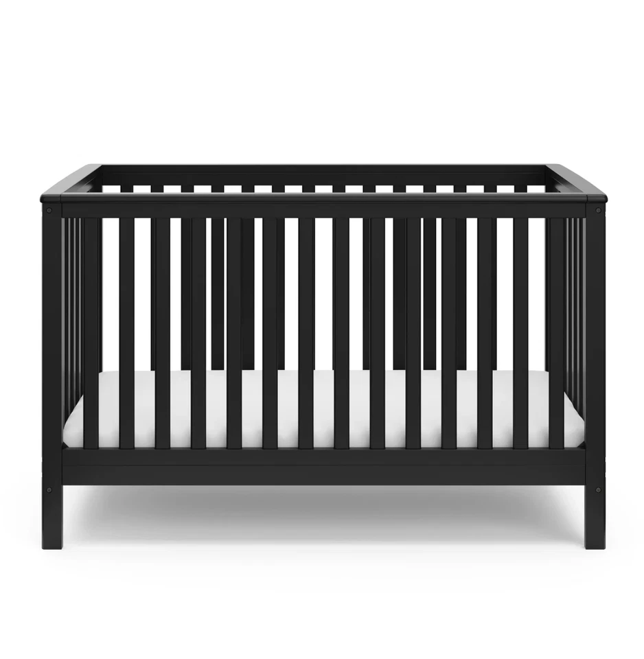 Cuna Convertible Cuna Para Bebe Cama Para Infantil Marco De Madera Negra Foto 3 de 4