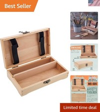 Artist Supply Box Wooden Storage Organizer Case for Art Brushes Pencils