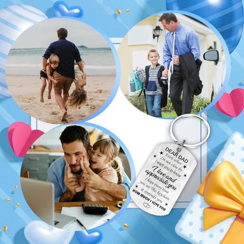 Fathers Day Dad Gifts Birthday Gift for Papa Keychain from Daughter Son Key - Picture 3 of 7
