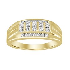 Men's 0.50ct Round Natural Diamond 10k Yellow Gold Band Cluster