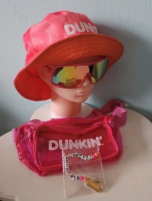 Dunkin Donuts lot bucket hat Viper sunglasses keychain charm crossbody bag pink