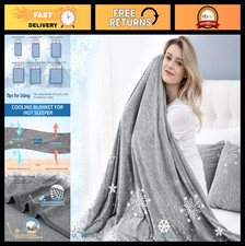 Lightweight Cooling Blanket for Hot Sleepers - Summer Thin Soft Bed Throw, Grey