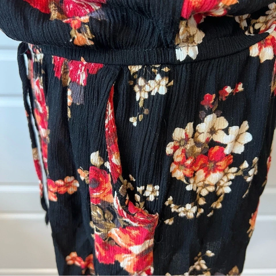 Ambiance Floral Romper Black Red Sleeveless Summer Jumpsuit Beach Casual Large - Image 4 of 4