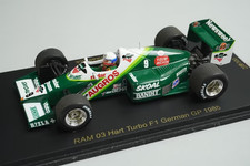 1:43 Spark RS1776 Raceland Custom RAM 03 Hart Turbo F1 German GP 1985 #9