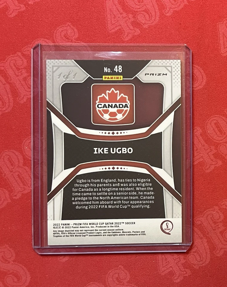 2022 Panini Prizm World Cup Nebula Prizm 1/1 Ike Ugbo Canada - Image 2 of 2