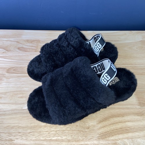 Women's UGG Brand Oh Yeah Slide Soft Shoes Slipper Sandals 1107953 Black Sz 8
