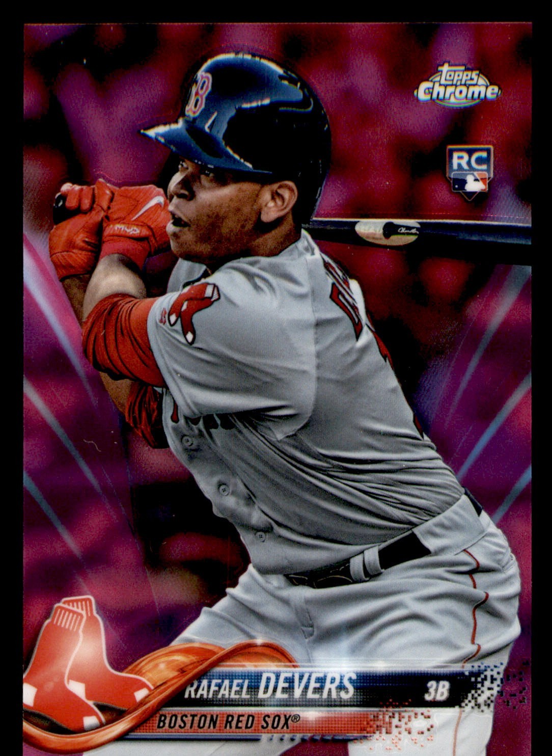 2018 Topps Chrome #25 Rafael Devers Rookie Pink REFRACTOR RC (3A2)