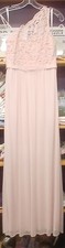 Davids Bridal Long One Shoulder Petal color dress girls size 18 NWT