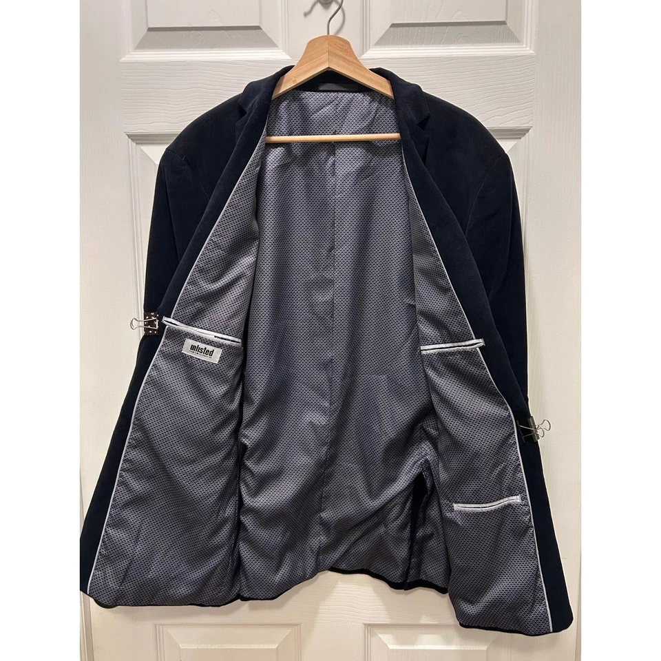 Blazer chaqueta de dos botones Kenneth Cole 48R azul marino de pana sin listar para hombre Foto 3 de 4