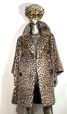 Vintage Somali Fairmoor Leopard Faux Fur Coat Women's M 3/4 Bell Sleeve