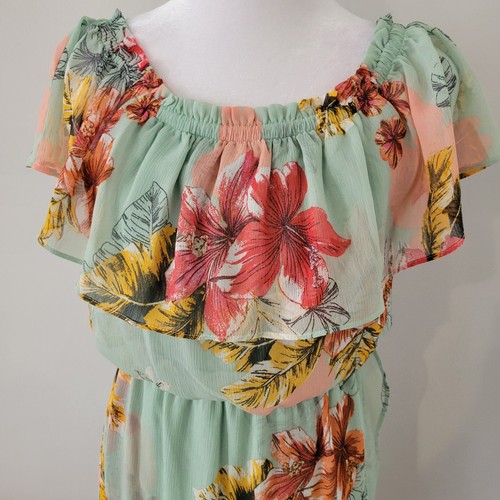 Maxi abito donna Express Hi-Lo XTRA SMALL floreale floreale tropicale matrimonio Vacay - Foto 3 di 12