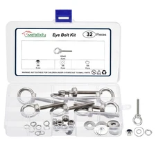 Shoulder Eye Bolt with Spring Washers, Flat Washers, Lock Nuts (M6x40mm) 8Set