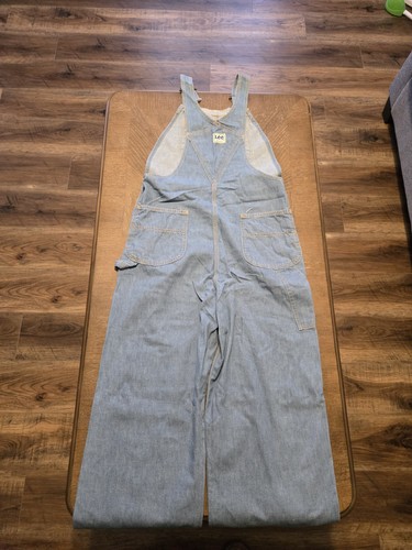Vintage 70s LEE Denim Overalls Workwear Carpenter Bibs Made In USA 34x32 EUC - Picture 3 of 9