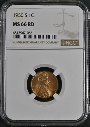 1950-S 1C RD  Lincoln Wheat One Cent NGC MS66RD   6812967-055