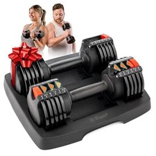 Adjustable Dumbbells Set - 5in1-15lb 25lb 43lb 55lb weights Set 15lb Pair