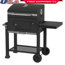 Heavy Duty 24-in Charcoal Grill Outdoor Barbecue Grill Adjust charcoal pan Black