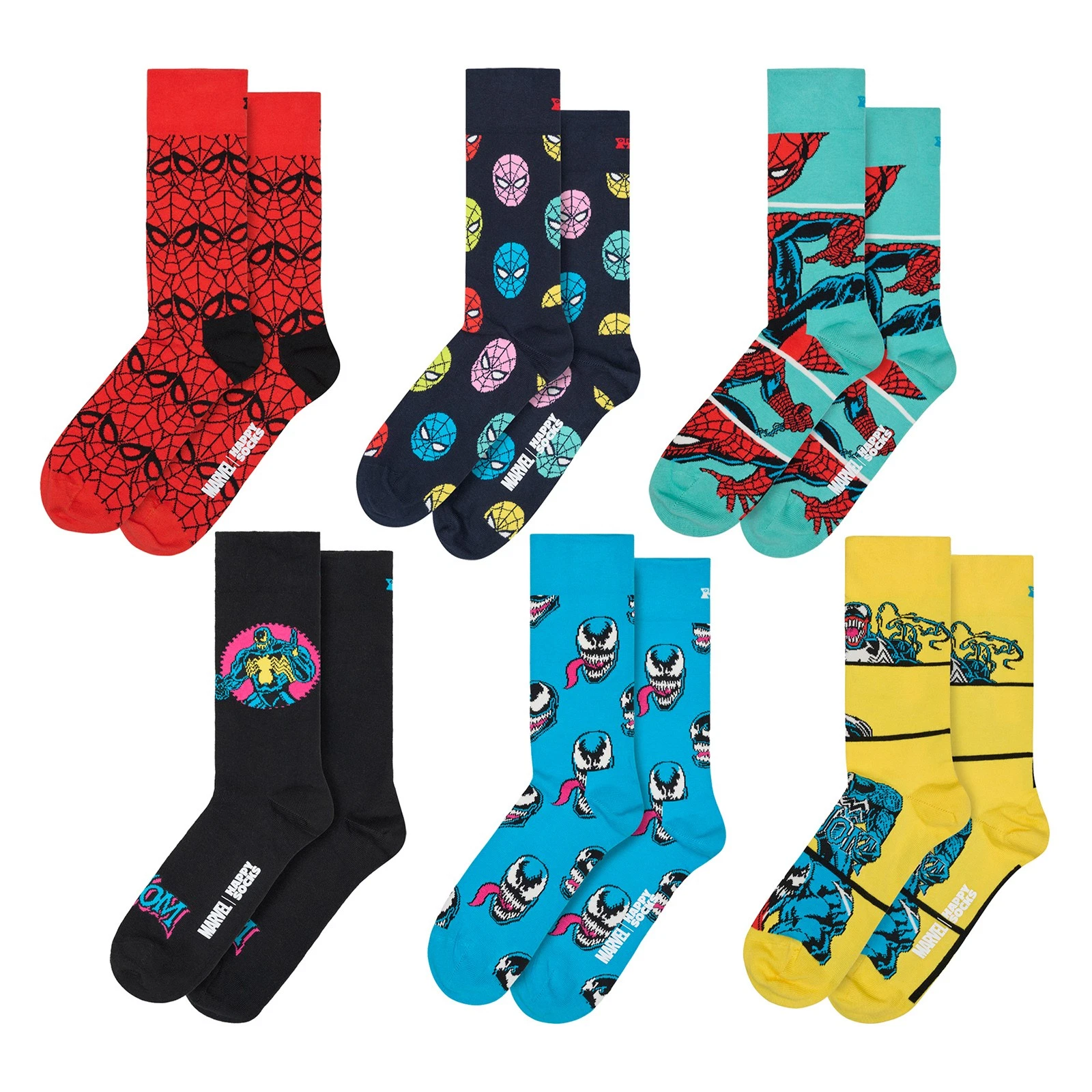 Happy Socks - 6 Pack Spider-Man Socks Bundle Novelty Socks | Gift Idea