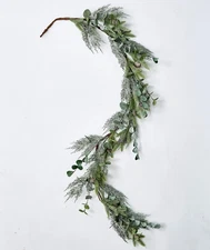 Artificial Mixed Pine & Eucalyptus Christmas Garland, Green;brown;white, 5'