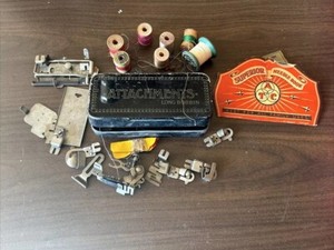 Vintage Attachments Long Bobbin Plus Needles Book And Thread
