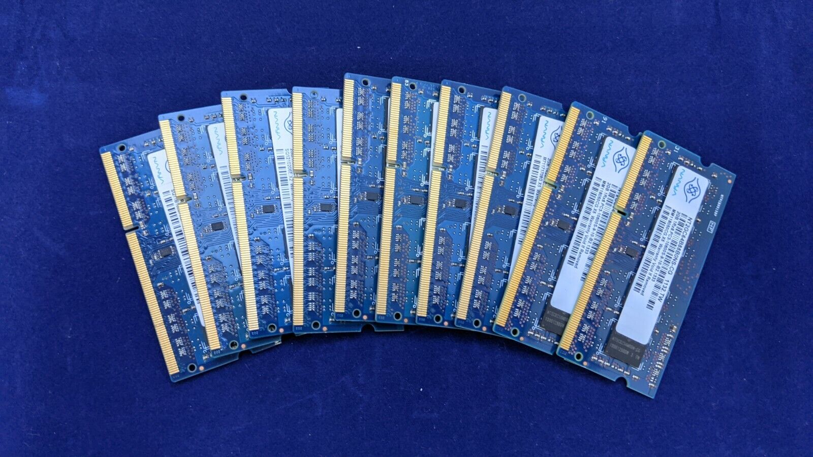 Bulk lot of 10 pieces NANYA PC3-10600 2GB Laptop RAM Memory