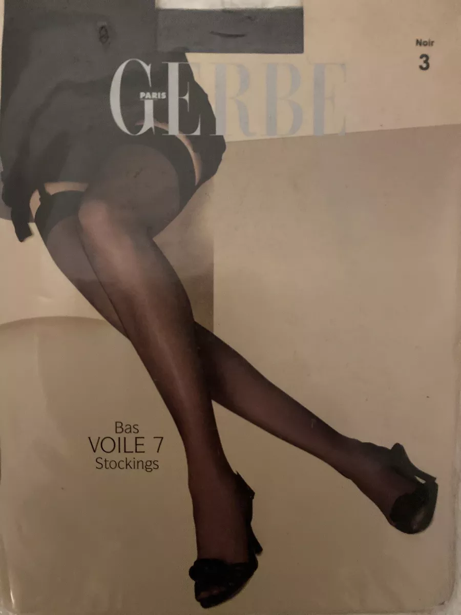 GERBE SHEER NYLON STOCKINGS 7 DENIER VOILE Size 3, black