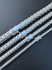 Handmade Franco Chain Necklace Real 925 Silver Box Clasp 4mm-10mm Thick Mens