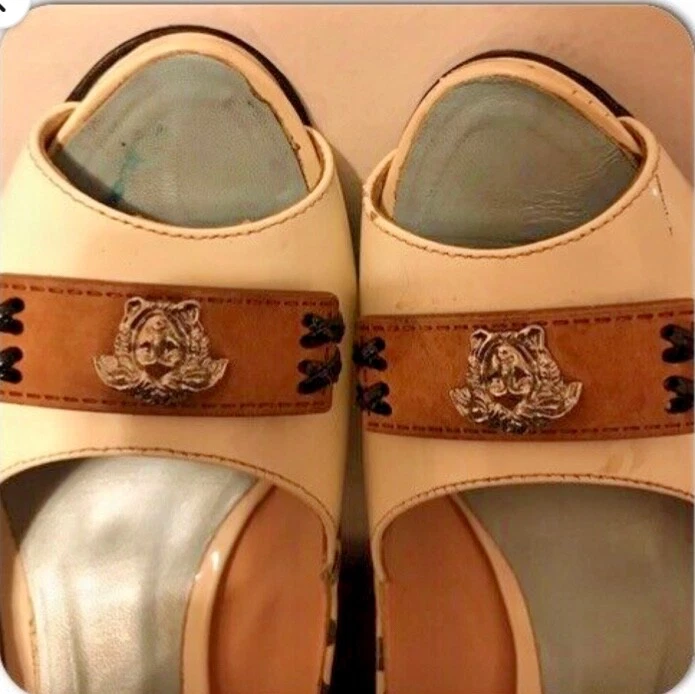 Scarpe décolleté VERSACE MEDUSA punta aperta nero bianco pois vernice pelle tacco TG 38