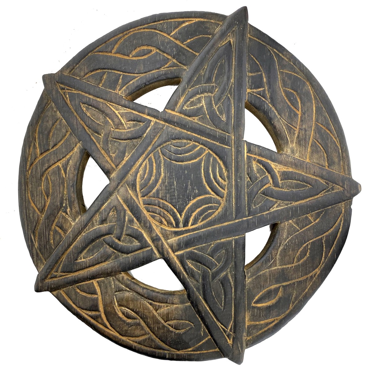 Pentagram Celtic Wall Art Wood Wall Sculpture- Hanging Carved Home