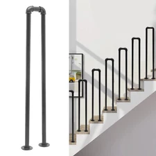 Safety Stair Handrail Kit U-Shaped Railing Retro Non-Slip Indoor/Outdoor 100cm