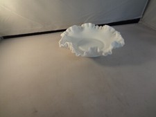 Fenton Vintage White Hobnail Milk Glass Ruffled Small Dish 5.5" Inches