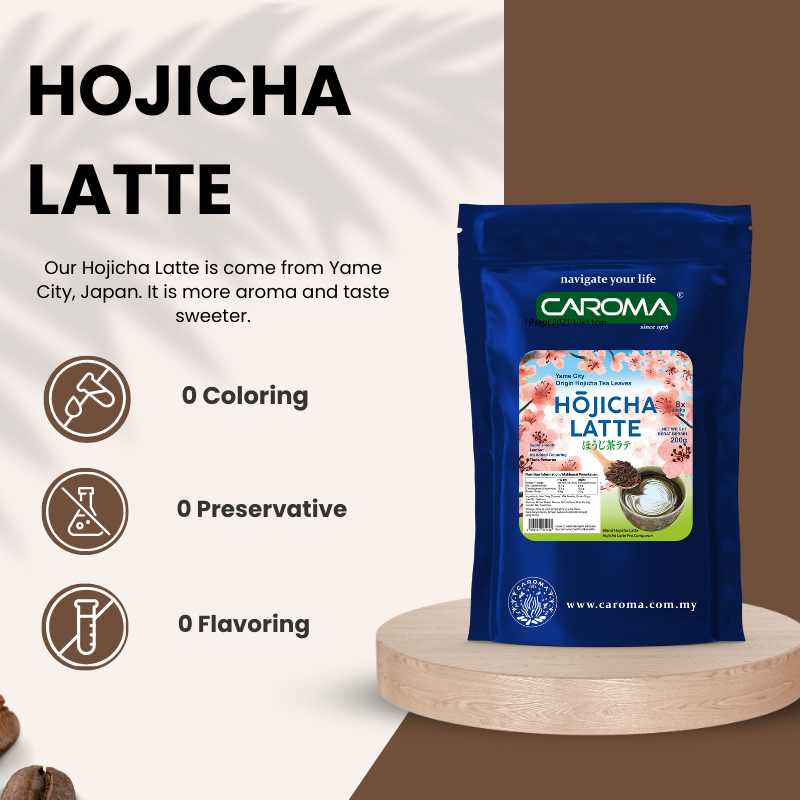 CAROMA Instant Hojicha Latte Powder for Quick & Creamy Tea