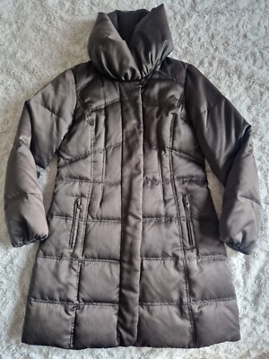 Larry Levine Quilted Down Puffer Coat Size Small Long Waterfowl
