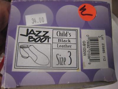 Dance Class CHILDS Jazz Boot Leather Closed Toe Pull On Slippers BLACK Sz. 3 w