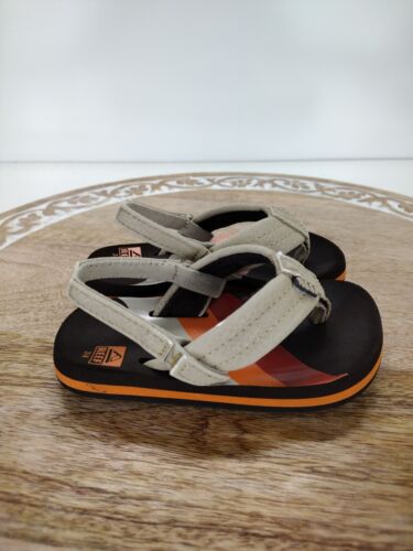 Reef Toddler Boys Little Ahi Size 3/4 Brown Thong Sandals - Picture 1 of 8