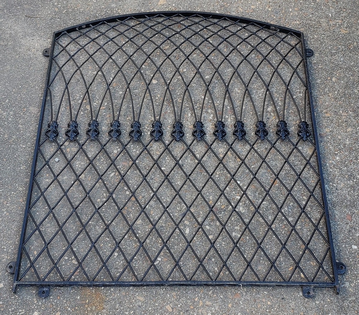 Restored Ornate Arched Top Wrought Iron Gate Panel 37
